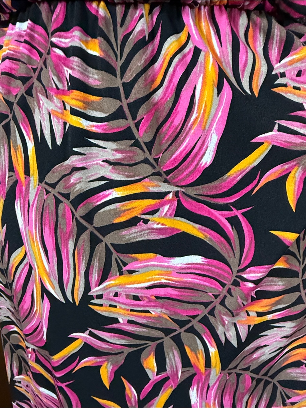 Ashley Stewart Black Maxi Faux Wrap Dress with Pink Orange Leaf Print - Picture 5 of 10